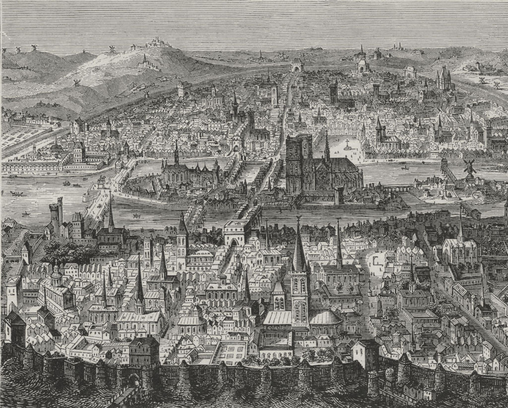 PARIS. Paris in the Seventeenth Century 1882 old antique vintage print picture